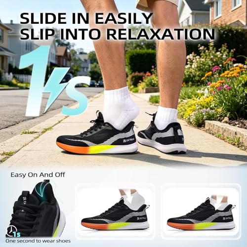Men's Orthopedic Wide Toe Box Barefoot Shoes: Easy On/Off Orthotic Plantar Fasciitis Bunions Recovery High Instep, Tennis Driving Zero Drop Sole Walking Shoes Black Size 9.5 by Extrun - Image 2
