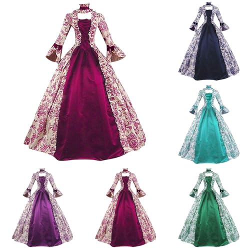 Vestido de princesa renacentista medieval con corsé integrado y manga larga