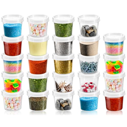 com-four® 24x Aufbewahrungsbehälter mit Deckel - Universal Döschen aus Kunststoff mit Verschluss - stapelbare Becher für Kosmetik, Creme, Lotion und Bastel-Materialien - je Leerdose 35ml (24 Stück)