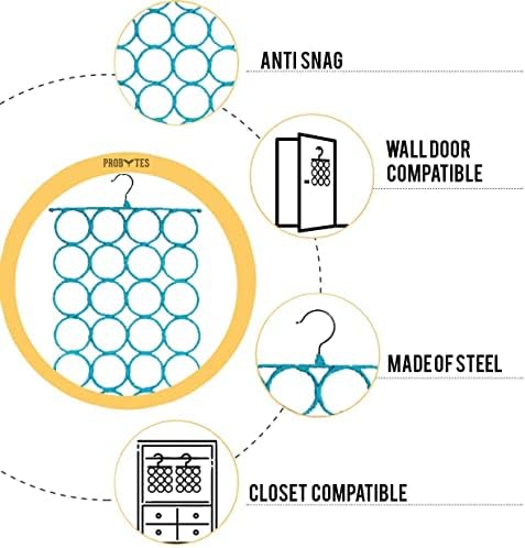 Scarfs Hanger - Multiple Purpose Holder for Closet - Clutter Removing and Space-Saving Hanger for Scarves, Shawl, Belts & Accessories. Foldable Shawl Ties Belt Storage Organizer 28 Rings