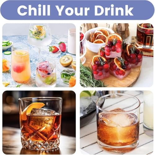 Image of Ice Cube Molds with Lid,Big Silicone Ice Cube Tray for Whiskey,2Inch Square Ice Cube Tray,Easy-Release Ice Mold,Giant Ice Cubes for Bourbon Cocktail (2, Navy Blue)