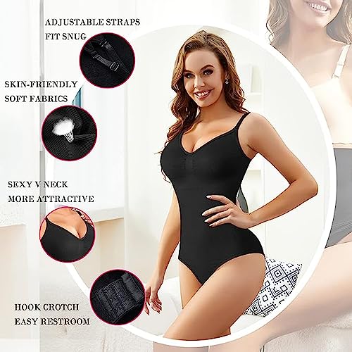 Image of Bodysuit for Women, Tummy Control Bodysuit with Adjustable Straps, Seamless Snatched Body Shaper(ED019)