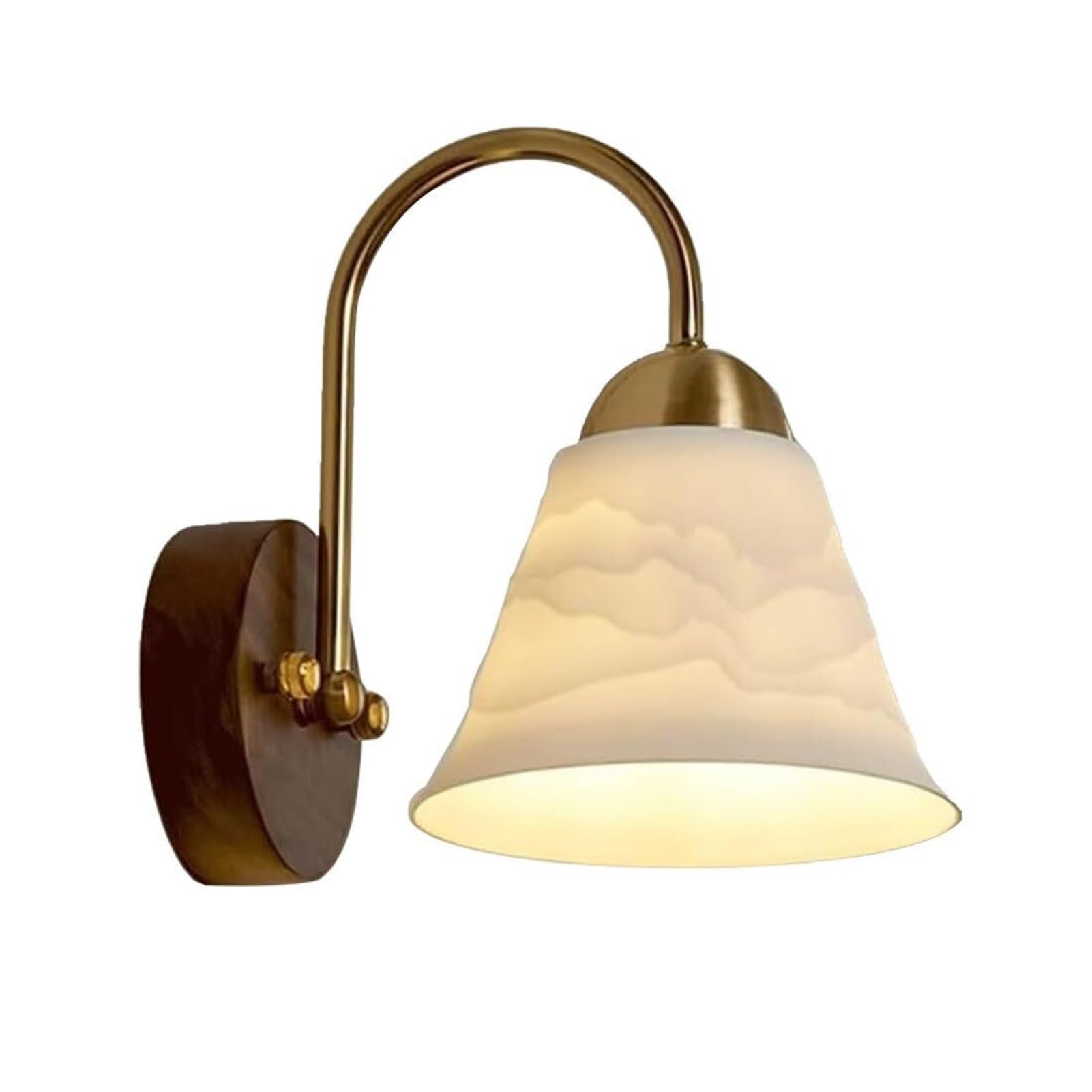 HUAYUSEDF Vintage Retro Brass Gooseneck Ceramic Wall Sconce for Bedroom Corridor Living Room Bedside(A)