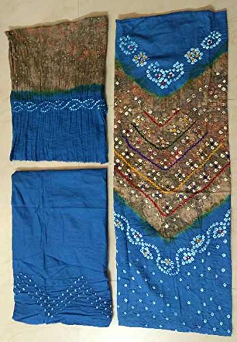 Bandhani dress material with glass work 