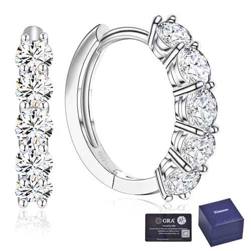 Small Moissanite Hoop Earrings for Women D Color VVS1,18K White Gold Plated Sterling Silver Huggie Earrings,Hypoallergenic Wedding Earrings Jewelry for Gifts