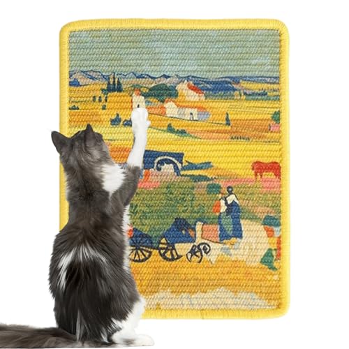 Indoor Cats用 壁設置型キャットスクラッチャー | サイザル素材 室内猫用爪とぎボードパッド | 装飾兼用ペットスクレイチャー 猫用品 | 子猫 家庭 マンション リビング ベッドルーム コーナー向け