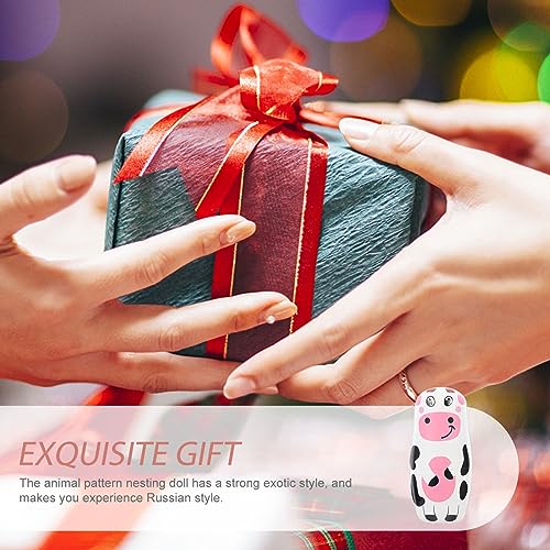 Ciieeo 1 Satz Russische Matrjoschka-Puppen Aus Holz Zum Stapeln Ineinander Verschachtelt 6-Teilig Niedliches Cartoon-Tiermuster Für Kinder Weihnachten Und Geburtstag