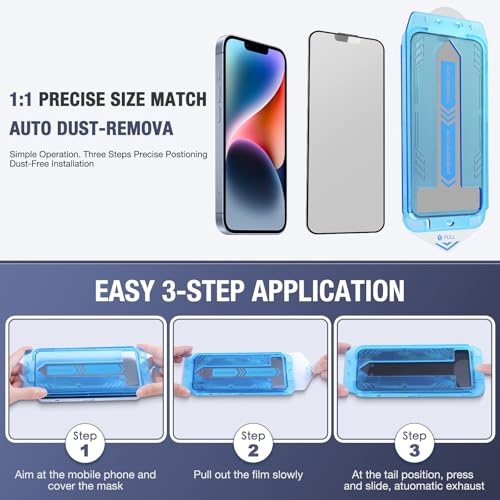 Image of 2-Pack Matte Screen Protector for iPhone 13 Pro Max and iPhone 14 Plus 6.7-Inch, 9H Tempered Glass, Full Coverage, Anti-Fingerprint, Auto Dust-Elimination, No Bubble, Easy Installation