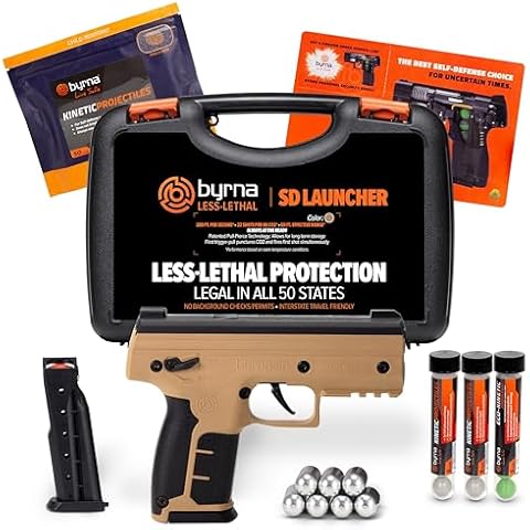 Byrna SD [Self Defense] Kinetic Launcher Ultimate Bundle - Non Lethal Kinetic Projectile Launcher, Home / Personal Defense (Tan) | Assembled in The USA Cover