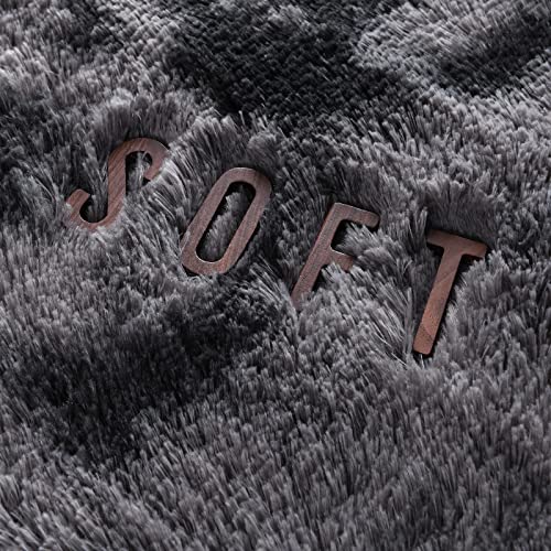 Hutha 6X9 Large Area Rugs For Living Room, Super Soft Fluffy Modern Bedroom Rug, Tie-Dyed Dark Grey Indoor Shag Fuzzy Carpets For Girls Kids Nursery Room Home Decor #TOP6