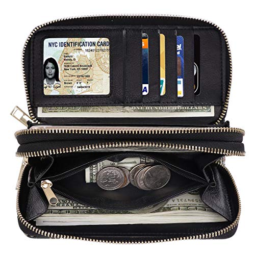 XEYOU Double Zipper Long Clutch Wallet Cellphone Wallet for Women with Removable Wristlet Strap for Credit Card, Cash, Coin, Bill4