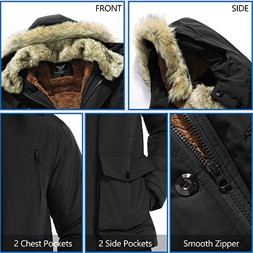 JYG Men's Winter Thicken Coat Warm Puffer Parka Jacket with Faux Fur Removable Hood4
