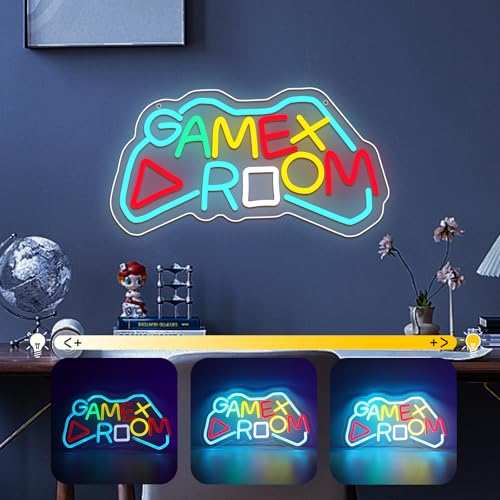 Image of ENUOLI Game Room Neon Sign for Wall LED Lights for Bedroom Dimmable Gaming Neon LED Sign Colorful Game Neon Sign for Wall Decor Kids Teens Boys Room