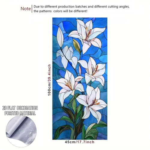 Image of Nuxovilar Gothic Rainbow White Floral Pattern Window Film 17.5x39.3 PVC