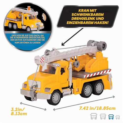 Driven by Battat - Mikro-Kranwagen - Kranwagen Spielzeug für Kinder - Baufahrzeug Spielzeug - Bewegliche Teile - Lichter und Geräusche - 3… – Ansicht 4