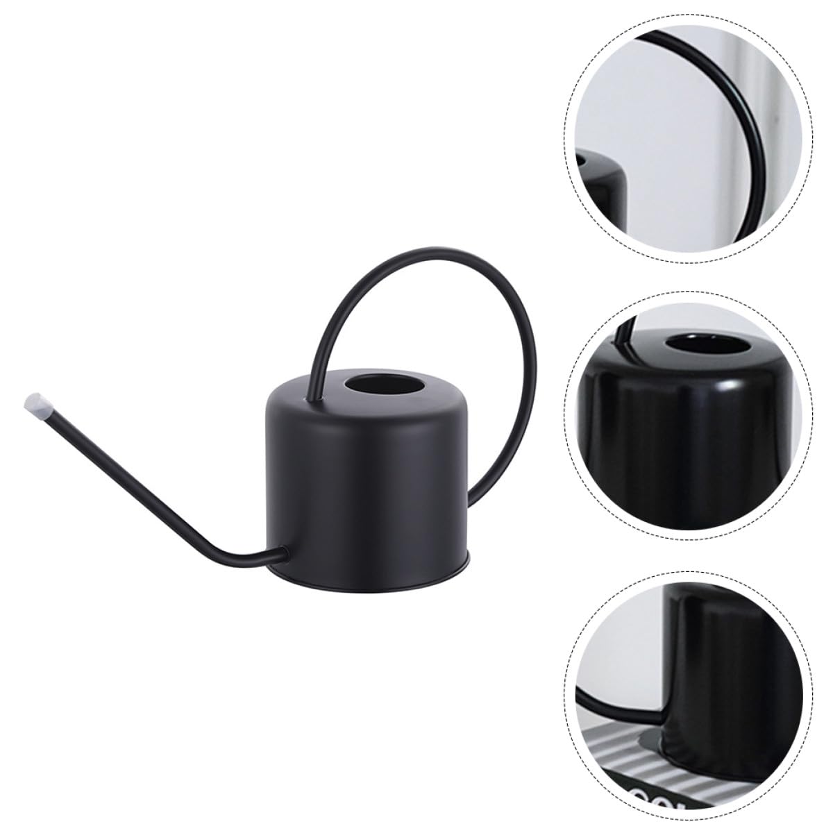 Schwarz Gießkanne 1, 3 L mit Langem Ausguss Edelstahl für Pflanzen | Leichte Form, Ergonomischer Griff, Glatte Oberfläche, für Innenpflanzen und Garten, Elegant Gestaltet