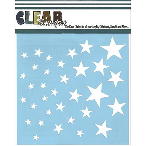 Clear Scraps Plastic Stencils 12-inch x 12-inch Stars by Clear Scraps