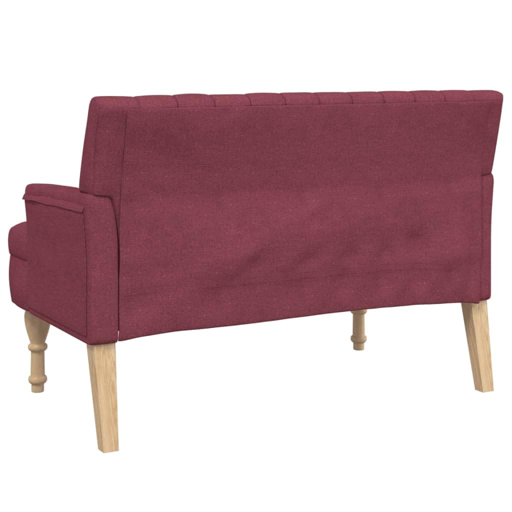Tapicerowana ławka do siedzenia z poduszkami, kolor czerwonego wina, 113 x 64,5 x 75,5 cm, wygodne siedzisko z drewnianymi nogami i wytrzymałym obiciem z materiału