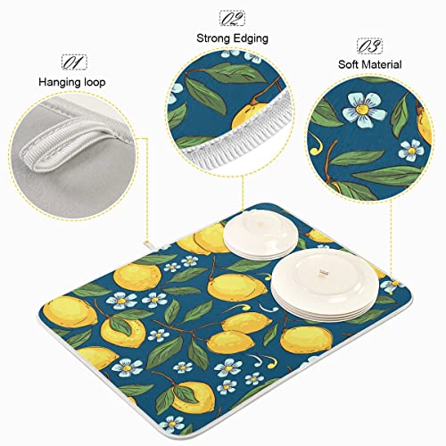 Vvfelixl G69104627P523C558S1114 Dish Drying Mat Yellow Lemons Fruits Dish Mat Microfiber Drying Mat thumb #3