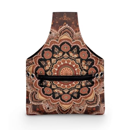 Image of ZUXONGSY Mandala Flower Crochet Yarn Bag for Women Retro Floral Knitting Tote Bag for on The Go Travel Portable Knitting Project HanbBag for Crochet Hooks