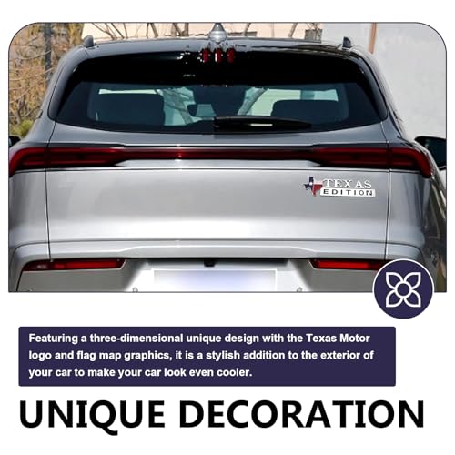 Image of 2 PCS Texas Edition Emblem, 3D Metal Texas Badge Car Decals, State Flag Logo Stickers, Car Body Emblem Modification Accessories, Universal for Most Cars Truck SUV (Silver)