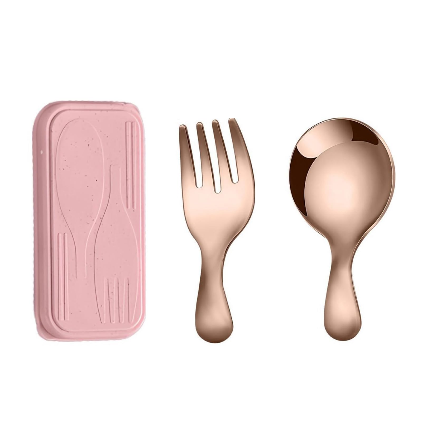 Elnwnnkc Utensil Set, Stainless Steel Spoon and Fork with Compact Storage Case for Lunch Box, Picnic, School Meals Miniature Flatware