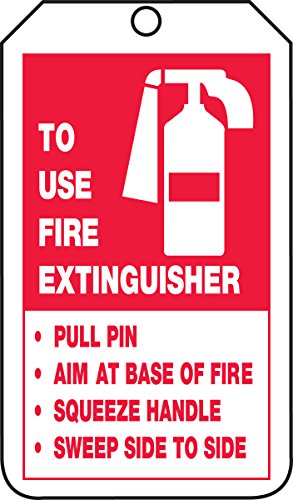 Accuform TRS218PTM RP-Plastic Fire Extinguisher Tag, Legend "FIRE Extinguisher Inspection Record", 5.75" Length x 3.25" Width x 0.015" Thickness, Red/Black on White (Pack of 5)