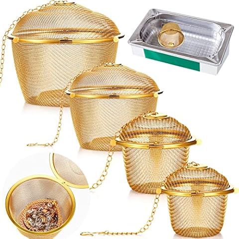 4 Pcs Ultrasonic Cleaner Baskets Ultrasonic Cleaning Solution Steel Ultrasonic Cleaner Solution Ultrasonic Parts Cleaner Jewelry Steam Cleaning Basket Fine Mesh Ball Cleaning Holder with Lock and Hook Cover