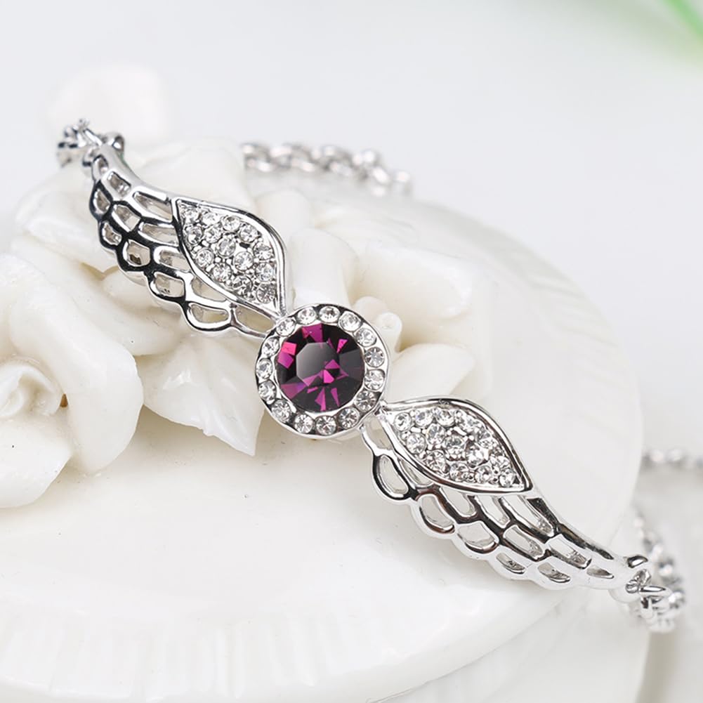 Silver Bracelet For Women Trendy Rhinestone Angel Wing Thin Chain Bracelet Personalized Dainty Link Jewelry Gift For Women