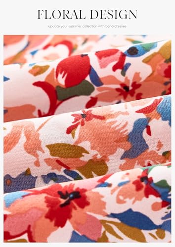 Image of PRETTYGARDEN Women's 2026 Summer Floral Midi Dress Cap Sleeve V Neck Ruffle Long Flowy Boho Casual Beach Vacation Dresses