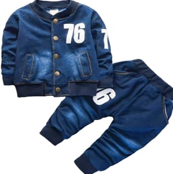 Boys Clothing Autumn New Item Number 76 Denim Jacket+Matching Denim Pants Two-Piece Set For Baby Boys