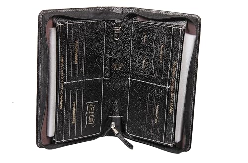 Image of Sukeshcraft Multiple Cheque Book Holder | Original Leather Holds Upto 8 Cheque Books, Locker Key Hook Matching Zipper (Leather)