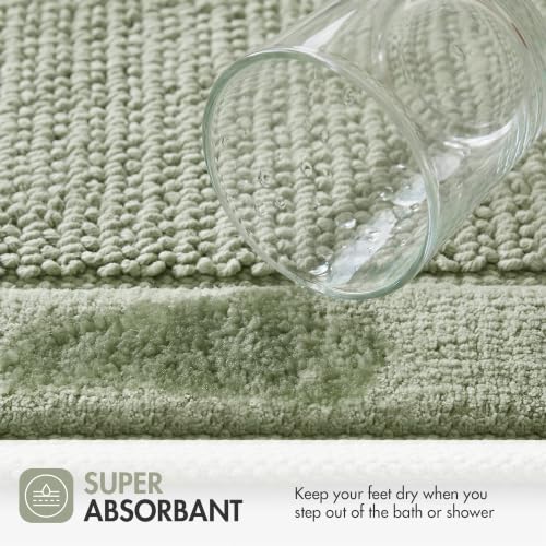 Madison Park Sanctuary 100% Cotton Non-Slip Bath Rug for Bathroom, Bedroom & Entryway, 24x48 Inch Low-Profile Soft Absorbent Woven Bathroom Rug, Machine Washable, Sage Green by Madison Park - Used condition - Image 2