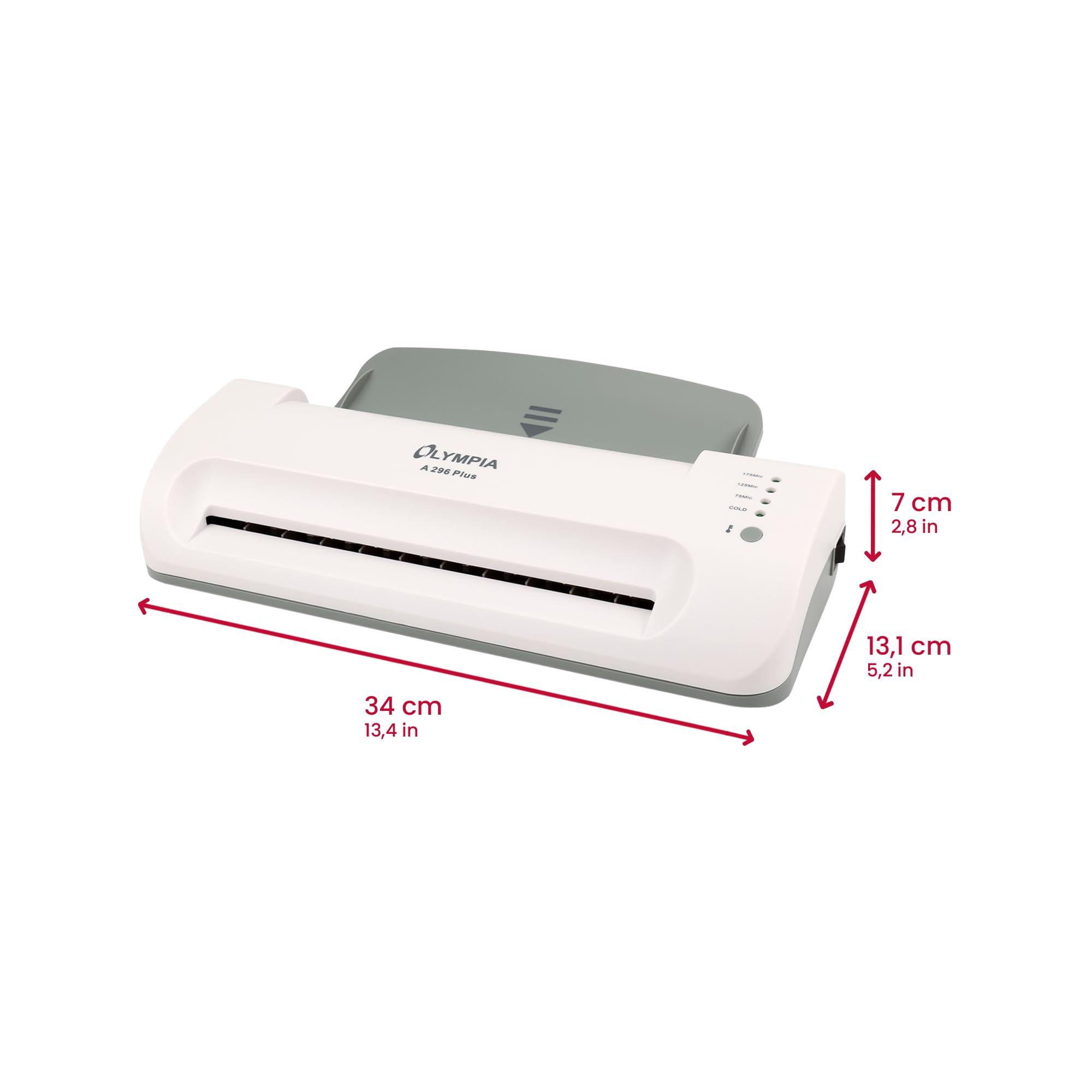 Olympia A 296 Plus Laminiermaschine Backloader (80-175 Micron, Bis DIN A4, Visitenkarten, Laminierer mit Folien, Laminiergerät Set für Büro, Laminator zum Heiß- und Kaltlaminieren)