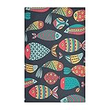 Kigai Kitchen Towels Set of 4, Fish Highly Absorbent Dish Towels Reusable Cleaning Cloths Washable T