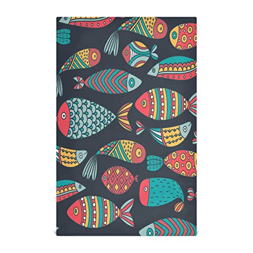 Kigai Kitchen Towels Set Of 4, Fish Highly Absorbent Dish Towels Reusable Cleaning Cloths Washable Tea Towels Hand Towel 28 X 18 Inch #TOP15