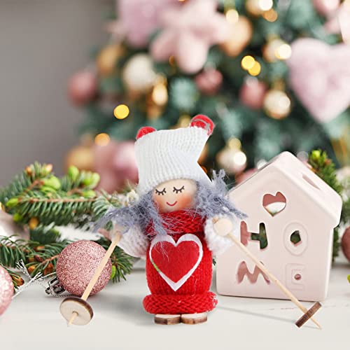 Amosfun Christmas Decoration 5Pcs Miniature Christmas Decorations Skiing Snowman Santa Ornament Christmas Wooden Ornaments Christmas Tabletop For Christmas Decorations Wood Figurine Decor #TOP2
