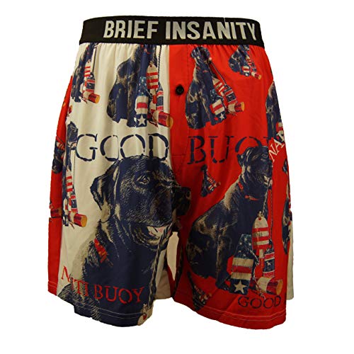 BRIEF INSANITY Black Lab Comfortable Loose Fit Boxers American Fido | Silky Soft Novelty Underwear For Unisex (Good Buoy)