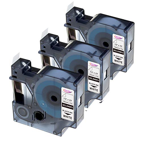 Anycolor Compatible Label Tape Replacement for 45013 Label Tape Work with LabelManager 160 280 420P PnP 220P 360D 210D Label Maker (Black on White, 3-Pack)