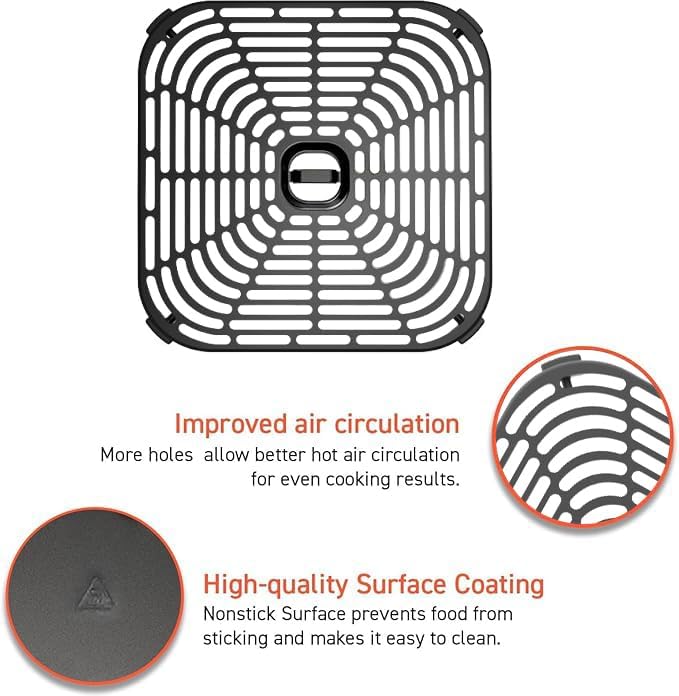 COSORI Turboblaze 6Qt Air Fryer Original Crisper Tray, Replacement Accessories for CAF-DC601-KUS Air Fryer, Ceramic, Non-Stick, Dishwasher-Safe, CRP-DC601RC-KUS, Dark gray - Image 3