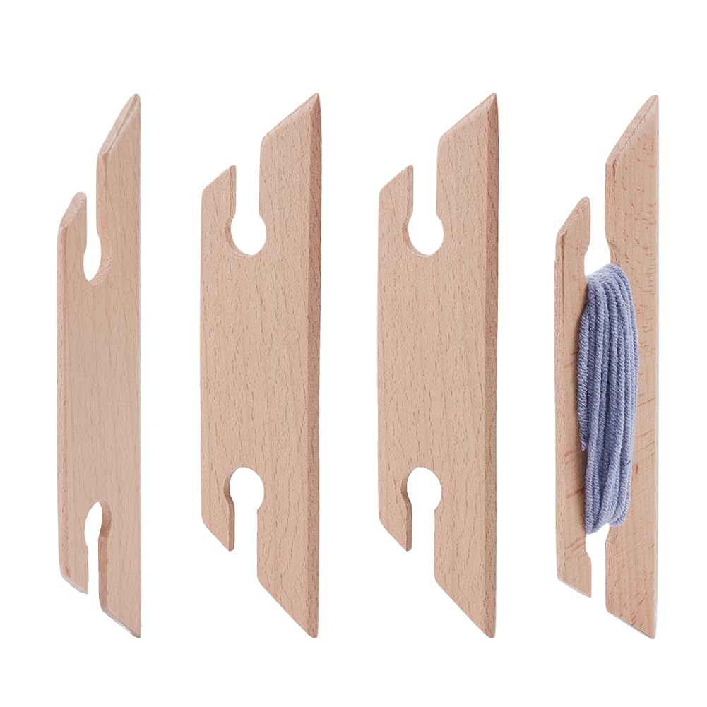 UNICRAFTALE 4Pcs Wooden Weaving Shuttle Knitting Weaving Loom Tools Burlywood Crochet Needle Weaving Loom Handcrafted Knitting Tatting Shuttle Tools 18x4.6x0.4cm for Sweater Scarf Tapestry Knitted