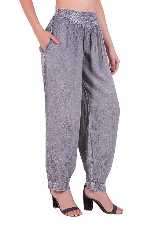 LUJOSO Harem Pants for Women | Stylish Afghani Salwar | Women's Rayon Fabric Pants Loose Fit for Yoga & Dancing | Waist Size 22 to 42 Inches, Free Size 2