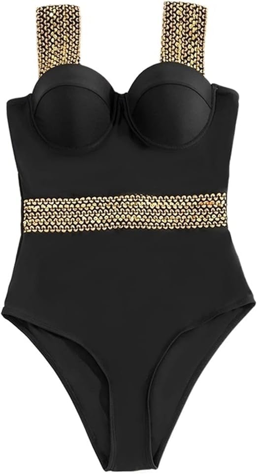 One Piece Sexy Women Swimsuit,Stitch Swimwear Swimming Bathing Women's Swimsuit,One Piece Swimsuit Sexy Swimsuit for Women,Plus Size Bikini Swimsuit (X - LARGE, BLACK)-image-3