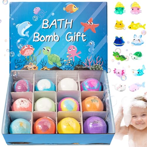 Owddddtnxc 12Pcs/Set Bath Bombs with Toys Inside 2 Inch Bath Bombs with Cute...