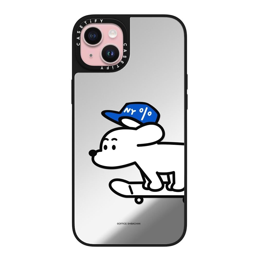 CASETiFY Magsafe 対応ミラー iPhone 15 Plus ケース [反射性 / 1.5mからの落下試験をクリア / Magsafe に対応] - Skater JOHN (Standard) - シルバー (ブラックバンパー)