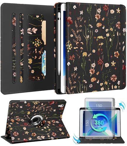 Kidcube for iPad Air 3rd Generation Case/Pro 10.5 Inch Case - Women Girls Cute Rotating Stand Folio Cover with Pencil Holder & Card Slot Girly Flowers Floral Design Cover for iPad Pro 10.5''/Air 3rd