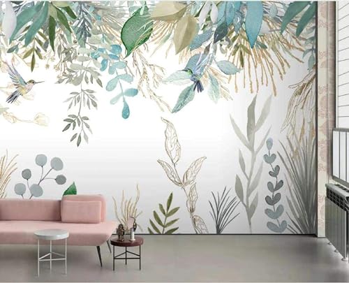Papier peint panoramique fleur oiseau pour une chambre poétique 3D