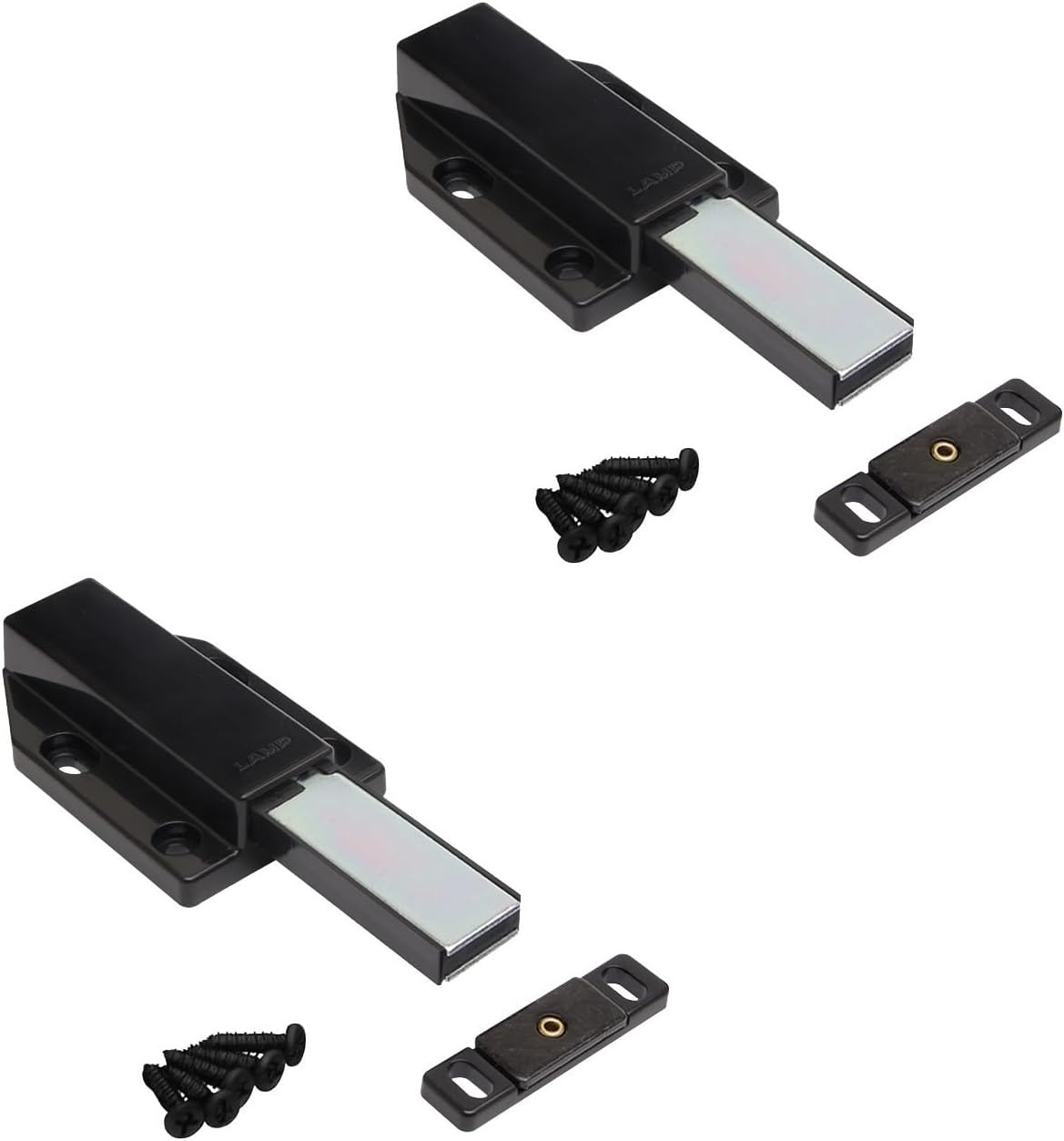 ML-120BL ML-120BL Magnetic Push Catches with Counter Plate Surface Black 70 mm (2-3/4 Inch) with Long Pestle for Furniture Doors Cabinet Doors Pack of 2