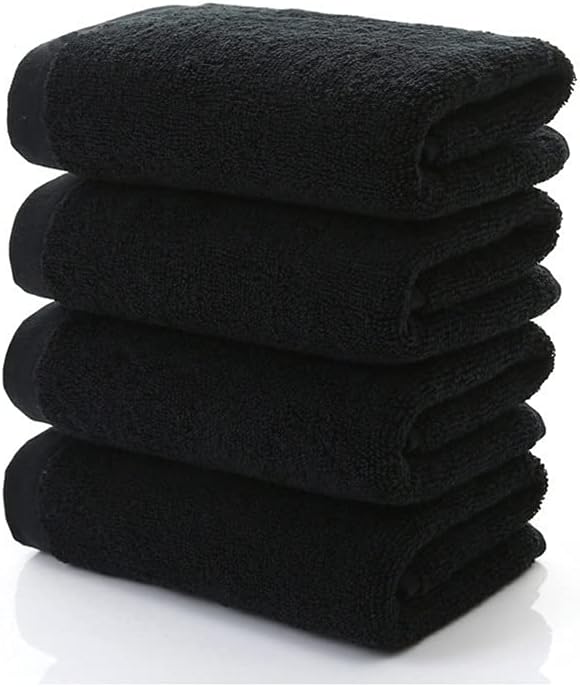 1 Piece Black Large Bath Towel Cotton Thick Shower Face Towels Home Bathroom Hotel (Color: Black, Size: 27.6 x 55.1 inches (70 x 140 cm) (Black 13.4 x 29.5 inches (34 x 75 cm)