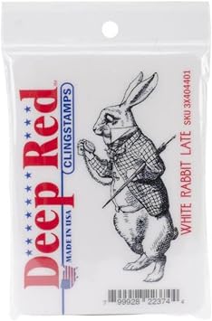 White Rabbit Late Rubber Cling Stamp 1.5 x 3.25 inches
